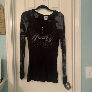 Women’s Long sleeve Harley Davidson shirt hooded